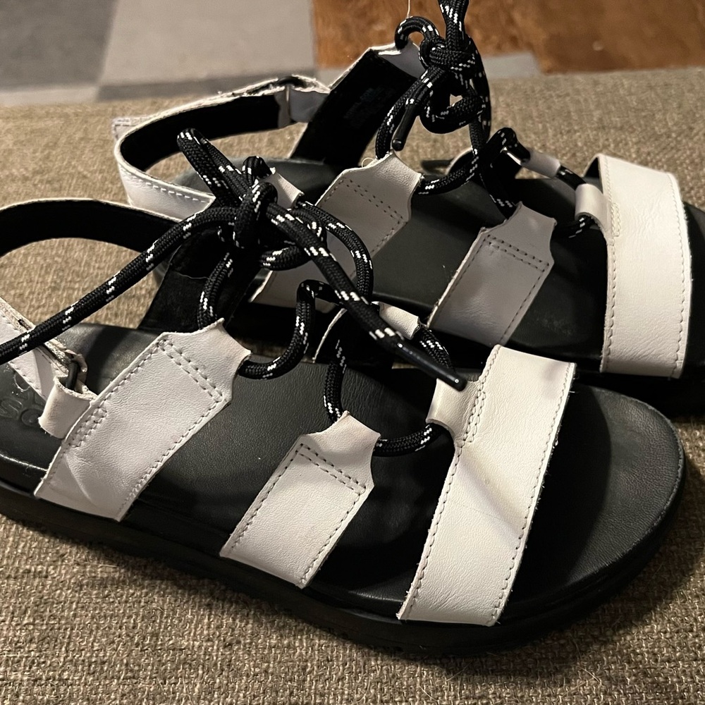 Sorel Black and White Strappy Sandals